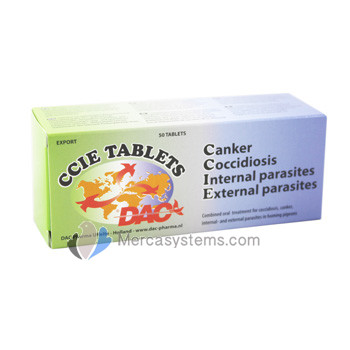 DAC CCIE 5 en 1, 50 pastillas, (coccidiosis, tricomoniasis, parásitos externos y parásitos internos)