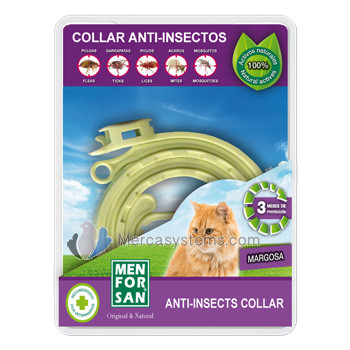 Men For San Collar Natural Repelente de Insectos para Gatos, (3 meses de protección)