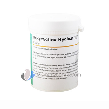 Productos para palomas: Doxycycline Hyclaat 10% 100 gr, (tratamiento contra infecciones respiratorias y causadas por bacterias)