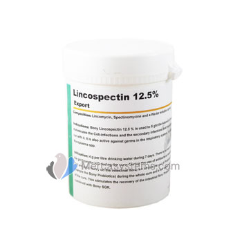 Productos para palomas: Lincospectin 12.5% Export 100 gr, (Adenocoli síndrome y otras infecciones bacterianas). 