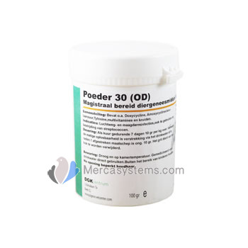 Productos para palomas: Powder 30 (OD) 100 gr, (Fórmula Magistral Belga para tratar enfermedades de las palomas jóvenes)
