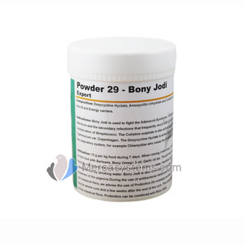 Productos para palomas: Powder 29 - Bony Jodi 100 gr, (fórmula magistral combinada enriquecida con vitamina B)