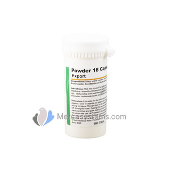 Productos para palomas: Powder 18 (Orni-Tricho-Mix) 100 cápsulas  (tratamiento combinado altamente eficaz contra infecciones respiratorias y tricomoniasis)