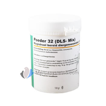 Productos para palomas: Powder 32 (DLS-Mix) 100gr, (tratamiento extra fuerte contra infecciones respiratorias graves)